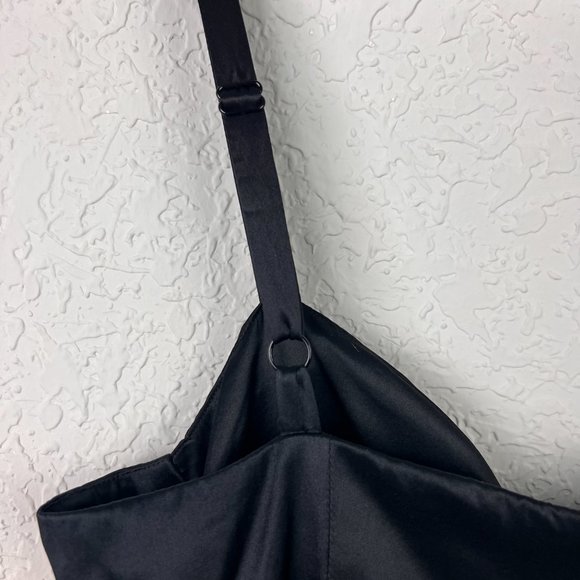 ARDEN B Womens M Silk Black Yellow Gray Print Dress Adjustable Strap Back Zip Up - Picture 6 of 10